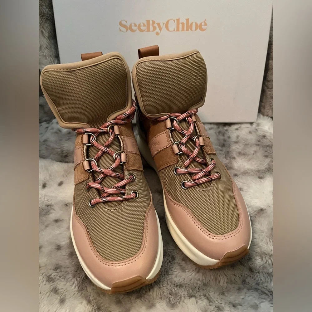 see by chloé women's Casey High Top Platform Hiker Sneakers MSRP$495 Clearance